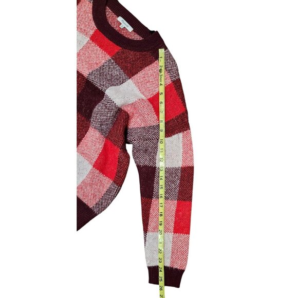 Madewell Fenimore Red Plaid Pullover Sweater Alpaca Wool Blend size medium - Picture 7 of 9